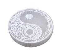 VLNET® | Disque Sélénite | Plaque Énergétique | Ø 10 cm - Gravé | Recharge Cristaux, Pierres et Bijoux | Décoration Spirituelle | Méditation, Reiki et Chakra (1, Feng Shui)