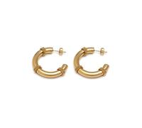 Vlnet | Vestopazzo boucles d'oreilles c hoop | tubulaires, sky et bambou | boucles d'oreilles créoles en acier plaqué or | artisanat | nickel testé, Taglia unica, Acier allié, Pas de gemme