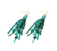 VLNET® | Vestopazzo boucles d'oreilles cascade algues | perles et éléments facettés turquoise | laiton et céramique colorée | Nickel testé | Collection Coral