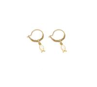 VLNET ® Vestopazzo Boucles d'oreilles créoles | Anneau avec papillon, poisson, conghilia ou gouttes | Acier doré et nacre | Testé au nickel, Taglia unica, Acier inoxydable, Aucune pierre précieuse.