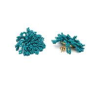 VLNET ® | Vestopazzo Boucles d'oreilles en forme d'anémone | turquoise, corail et poisson | Boucles d'oreilles à lobe | Nickel testé | laiton et céramique colorée, Taglia unica, Laiton, Aucune pierre