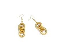 Vlnet | Vestopazzo boucles d'oreilles serpent chaîne | pendentifs double anneau tressé | laiton recy rtisanat | nickel testé | DD16157