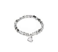 VLNET® Vestopazzo - Bracelet élastique avec cœurs - Plaqué argent - Taille unique - Fabrication artisanale - Idée cadeau (cœur charms)