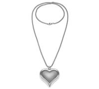VLNET | Vestopazzo Collier maxi coeur | Collier long plaqué argent | coeur bombé | longueur 70 cm | Nickel testé