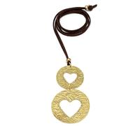 VLNET | Vestopazzo Collier pendentif coeurs coupé | médaillon avec cœurs| laiton recy abrication artisanale | longueur 50 cm | DD02062