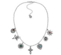 VLNET | Vestopazzo Collier ras du cou avec pendentifs mélange nature et cœur sacré | plaqué argent | artisanat | longueur 38+8 cm