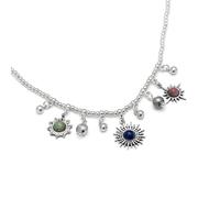 VLNET | Vestopazzo Collier ras du cou cosmo avec charmes inspirés de l'espace et pierres | plaqué argent | longueur 38+8 cm | fabrication artisanale | nickel testé