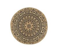 Vloerkleed handgemaakt met donkerblauwe print 90 cm jute133701