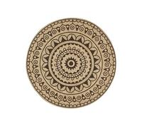 Vloerkleed handgemaakt met donkerbruine print 90 cm jute133704