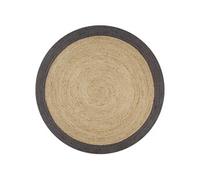 Vloerkleed handgemaakt met donkergrijze rand 120 cm jute133678