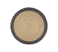 Vloerkleed handgemaakt met donkergrijze rand 210 cm jute343606