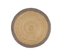 vidaXL Handmade Rug Jute with Gray Border 82.7, rug, mat, carpet, jute rug, round rug, floor mat, floor carpet, indoor rug, indoor carpet 343603 Brun