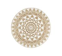 Vloerkleed handgemaakt met witte print 90 cm jute133695
