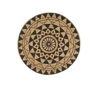 Vloerkleed handgemaakt met zwarte print 120 cm jute133699