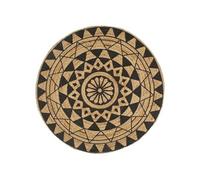 Vloerkleed handgemaakt met zwarte print 90 cm jute133698