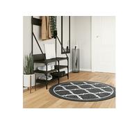 Vloerkleed wasbaar anti-slip Ã~ 120 cm zwart en wit136608
