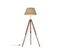 Vloerlamp driepoot 141 cm massief teakhout honingbruin en grijs288078