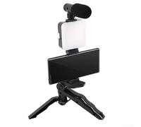 Vlog Kit trépied avec microphone et lumière LED pour smartphone