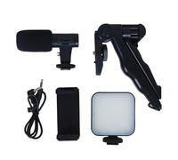 Vlogging pour smartphone | Trépieds de streaming en direct | Kit vidéo pour smartphone avec microphone | Trépied de téléphone avec lumière LED pour vlogging | Enregistrement et diffusion en direct |