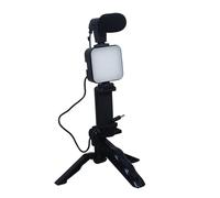Vlogkit - Lampe vidéo 3,15x2,56x1,18in Lampe LED réglable, Support trépied compact, microphone professionnel | Installation portable pour la création de contenu pour l'enregistrement en streaming