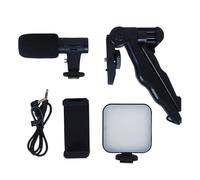 Vlogkit - Lampe vidéo 3,15x2,56x1,18in, lampe LED réglable, support trépied compact, microphone professionnel | Installation portable pour la création de contenu pour l'enregistrement en streaming