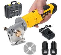 VLOXO Ciseaux Electrique Tissu Couture, Cutter Rotatif Rotary Cutter Sans fil avec 70 mm Lame pour Textile/Tapis/Cuir/Papier