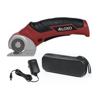 VLOXO Ciseaux Électriques Tissu Couture, Rotary Cutter Couture Ciseaux Électriques avec Serrure de Sécurité, Couper Carton Cuir Tapis Tapis en Plastique Plante, Rouge