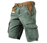 VLOYSR Short Homme Habillé Militaire Styles Cargo Travail Ceinture Regular Fit avec Multi-Poches Pantalon Randonnée Running Extérieur 03-Menthe Verte L