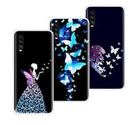 VLQI 3-Pièces pour Wiko View 4 / Wiko View 4 Lite Coque Silicone Transparente avec Motifs Ultra Fin TPU Souple Bumper Housse Etui de Protection, Noir Violet Bleu Papillon Fée
