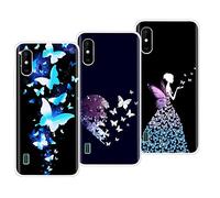 VLQI 3-Pièces pour wiko Y81 Coque Silicone Transparente avec Motifs Ultra Fin TPU Souple Bumper Housse Etui de Protection, Noir Violet Bleu Papillon Fée