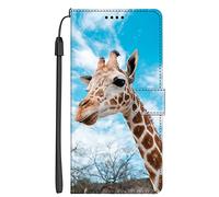 VLQI Coque Compatible avec Samsung Galaxy A52s 5G Portefeuille Étui Rabattable Motif Girafe Housse de Portable Pochette Emplacements Cartes Magnétique Antichoc Protection