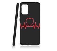 VLQI Coque Noir avec Dessin pour Oppo Reno 6 5G Etui Silicone TPU Souple Antichoc Housse de Telephone Cover Protection - Forme de Battement de Cœur