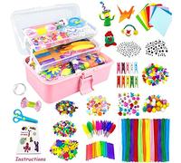 VLUINANI Activites Manuelles pour Enfants Kit Bricolage pour Enfant 4-12 Ans - Loisirs Créatifs avec Pipe Cleaners Pompons Plumes - Fournitures Éducatives pour Activités Enfantines
