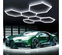 VLUMIERE Éclairage de garage hexagonal 6 hexagone, 248 W, | 27280 lm 6500 K pour garage, atelier, salle de sport, sous-sol, salon de detailing automobile, centre d'entretien automobile