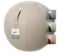 VLUV Ballon-siège en Tissu SOVA, siège Ergonomique, Couleur: Toffee (Beige), Ø 60cm - 65cm, revêtement de Tissu d’ameublement de qualité supérieure, avec Une poignée de Transport et Un Anneau de Base
