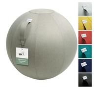 VLUV Ballon-siège LEIV, siège Ergonomique pour Le Bureau et la Maison, Couleur: Stone (Beige), Ø 60cm - 65cm, Tissu d’ameublement, Robuste et indéformable avec Une poignée de Transport