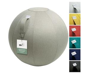 VLUV Ballon-siège LEIV, siège Ergonomique pour Le Bureau et la Maison, Couleur: Stone (Beige), Ø 60cm - 65cm, Tissu d’ameublement, Robuste et indéformable avec Une poignée de Transport