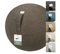 VLUV Ballon-siège STOV, siège Ergonomique, Couleur: Greige (Gris), Ø 60cm - 65cm, Tissu d’ameublement de qualité supérieure, Robuste et indéformable avec Une poignée de Transport