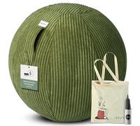 VLUV® BOL VLIP - Balle de siège de bureau ergonomique - Respirant - Avec poignée de transport et protection contre le roulement - Housse en tissu lavable - Ballon de grossesse - Ballon de gymnastique