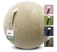 VLUV BOL VLIP Ballon d'assise en tissu 60-65 cm, siège ergonomique, respirant et durable, avec poignée de transport et anneau de sol, pompe à main, couleur : beige