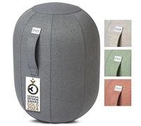 VLUV® Kapsul Sova Tabouret d'équilibre ergonomique avec poignée de transport et protection anti-basculement - Housse en tissu lavable - Gris - Taille M