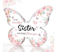 VLYX Cadeaux pour sœurs, Cadeaux de Noël pour sœurs, Cadeaux pour sœurs, Cadeaux de décoration pour sœurs, Magnifique Souvenir en Acrylique en Forme de Papillon, Cadeaux pour Grandes et Petites sœurs