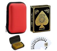 VLYX Cartes à Jouer en Plastique imperméables Jeu de Poker Jumbo à Gros caractères pour Adultes, Jeu de Cartes Professionnel Haut de Gamme avec boîte de Rangement, prêt à Offrir (doré)