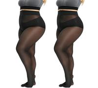 VLYX Collants Grande Taille Femme à Gainant - Taille Haute avec Pointes Renforcées (2 Paires, L-5XL)