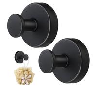 VLYX Crochets Hold No-Drill, 2 PCS 2025 Upgraded Suction Cup Hooks, Stainless Steel Suction Hooks for Shower, Bathroom, Hanging Towels, Mounting on Glass Shower Doors, Tile (Black)