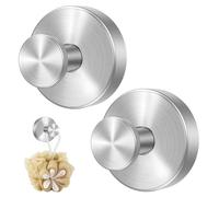 VLYX Hold No-Drill Hooks, 2 PCS 2025 Upgraded Suction Cup Hooks, Stainless Steel Suction Hooks for Shower, Bathroom, Hanging Towels, Mounting on Glass Shower Doors, Tile (Silver)