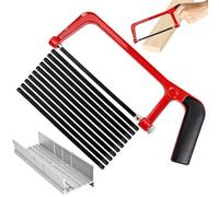 VLYX Kit de Scie Métallique 12 pcs avec Boîte à Onglets & 10 Lames Bi-Métal, Cadre Ajustable, Scie à Main pour Couper PVC, Carrelage, Réparations & DIY - Outils à Main