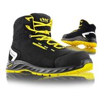 VM FOOTWEAR Bottes de sécurité Wisconsin 2290-S3L ESD/Taille 44/ Noir-Jaune/Homme/Femme/Chaussures de Travail légères, Confortables/amortissantes/Anti-écrasement/Respirantes/hydrofuges