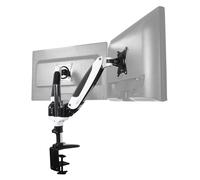 hjh OFFICE Support de Moniteur 2 Bras 15-27" VM-MG2S Alu Blanc/Noir Bras Moniteur avec Ressort à gaz Charge Max. 8kg par Bras 802030