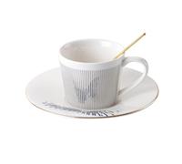 VMAPJIZA Tasses à thé et soucoupes, tasse et soucoupe miroir, tasse et soucoupe anamorphiques, tasse à café réfléchissante, tasse à café expresso en céramique avec soucoupe et cuillère, pour